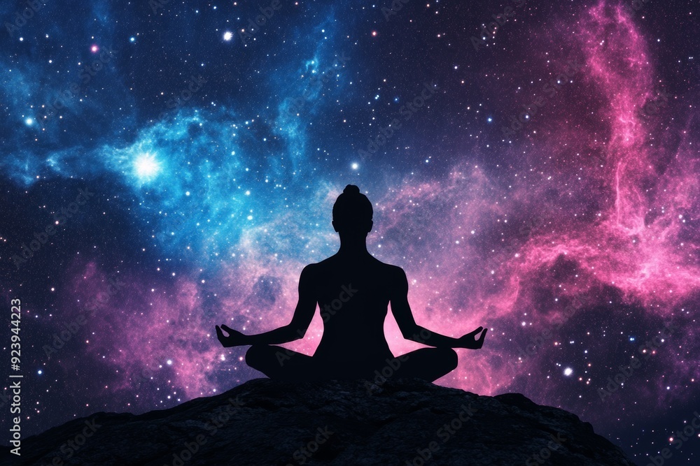 silhouette of a person meditating