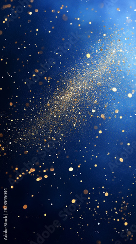 abstract dark blue background with gold particles, Christmas or new year background for smartphone, cellphone. Beautiful background for Christmas or New Year with copy space. Design for banner, greeti photo