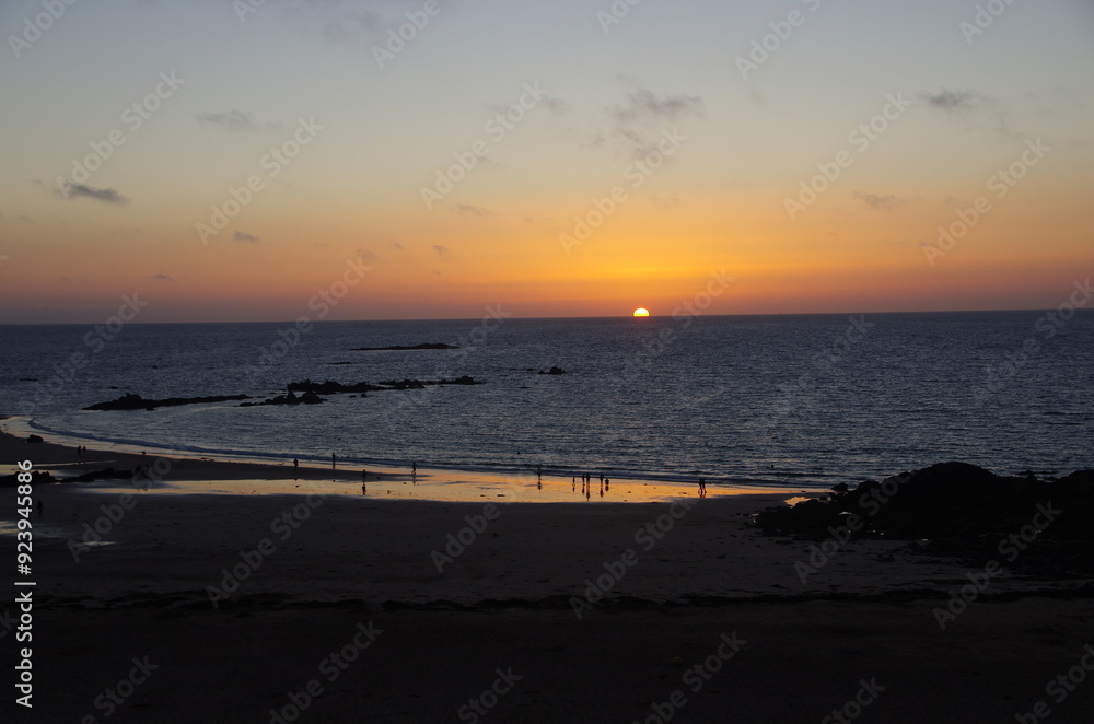 Naklejka premium Beach at Cap Frehel at sunset in Brittany in France, Europe
