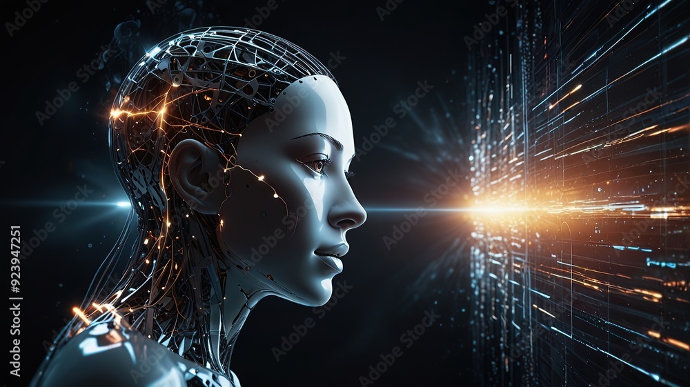 Free Photo New 3d rendering ai Robot Face working with future digital graphic interface on dark background
Free Photo New 3d rendering ai Robot Face working with future digital graphic interface on dark background