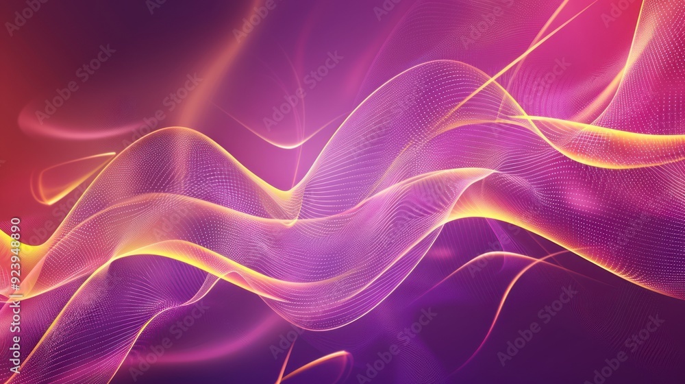 Abstract Purple and Yellow Wavy Lines with Dots Abstract Purple and Yellow Wavy Lines with Dots