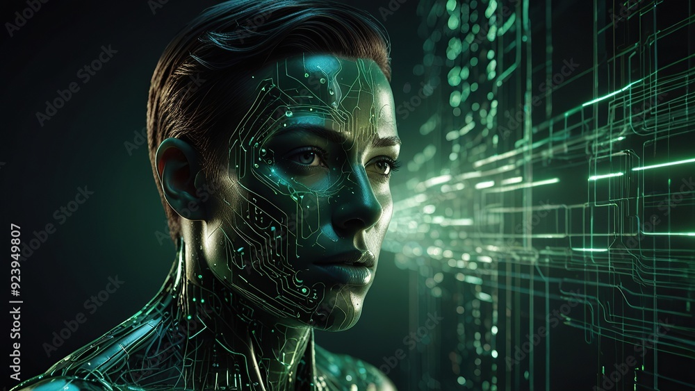 Free Photo New 3d rendering ai Robot Face working with future digital graphic interface on dark background
Free Photo New 3d rendering ai Robot Face working with future digital graphic interface on dark background