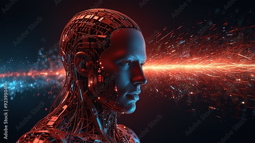 Free Photo New 3d rendering ai Robot Face working with future digital graphic interface on dark background
Free Photo New 3d rendering ai Robot Face working with future digital graphic interface on dark background