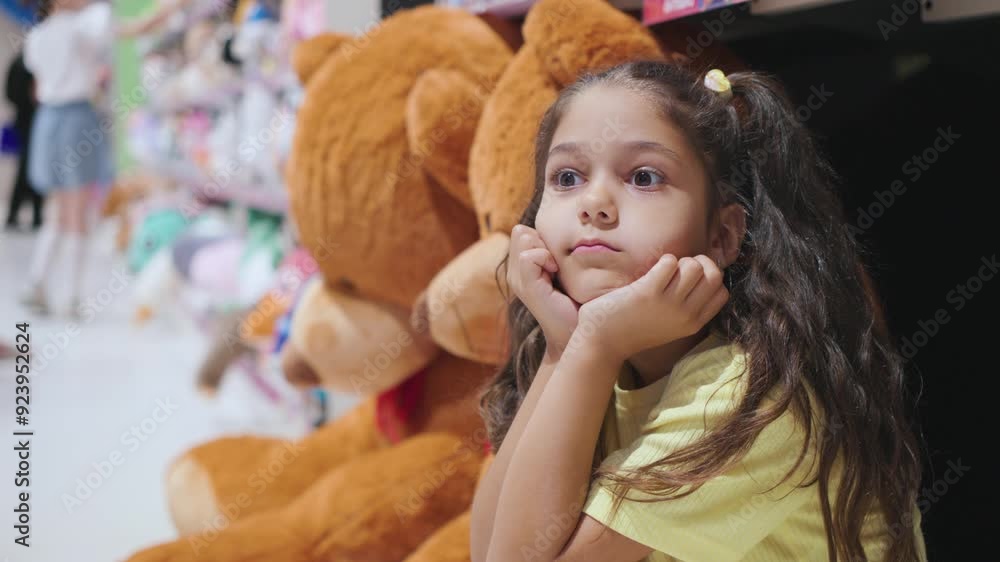 In a cozy room filled with colorful plush toys, a thoughtful child embarks on an exciting adventure inspired by her vibrant surroundings, sparking her imagination and curiosity In a cozy room filled with colorful plush toys, a thoughtful child embarks on an exciting adventure inspired by her vibrant surroundings, sparking her imagination and curiosity