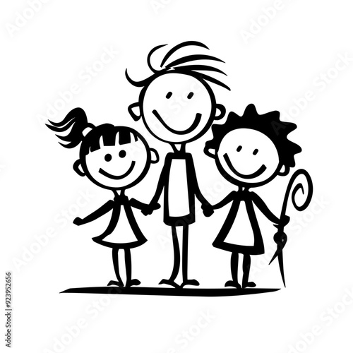 Vector Illustration of a stick person family