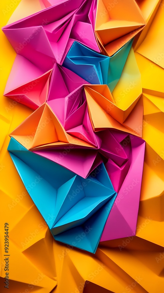 Abstract Geometric Pattern of Folded Colorful Paper Abstract Geometric Pattern of Folded Colorful Paper