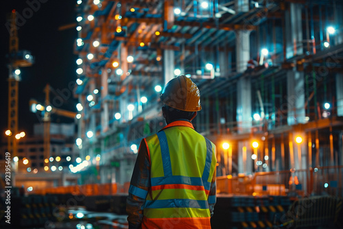 Construction Worker at Night