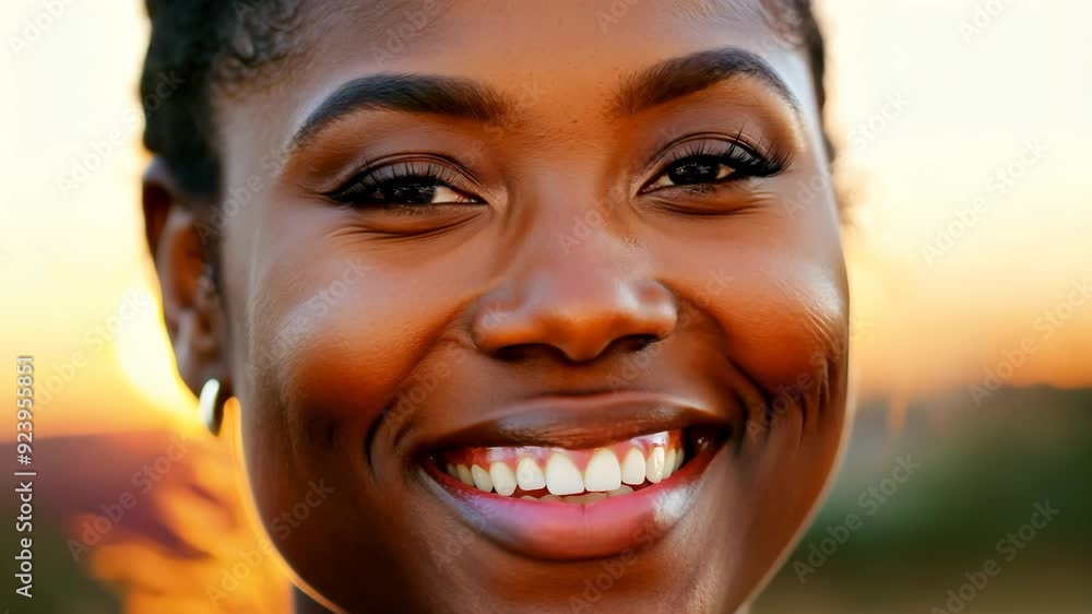 Beautiful Black Woman Smiling with Positive Energy Beautiful Black Woman Smiling with Positive Energy