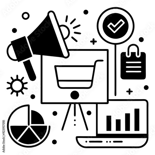 Modern and minimalist set of marketing campaign related vector icons