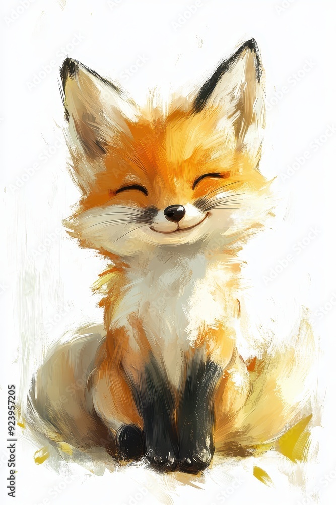 Obraz premium Charming fox with fluffy tail in serene portrait