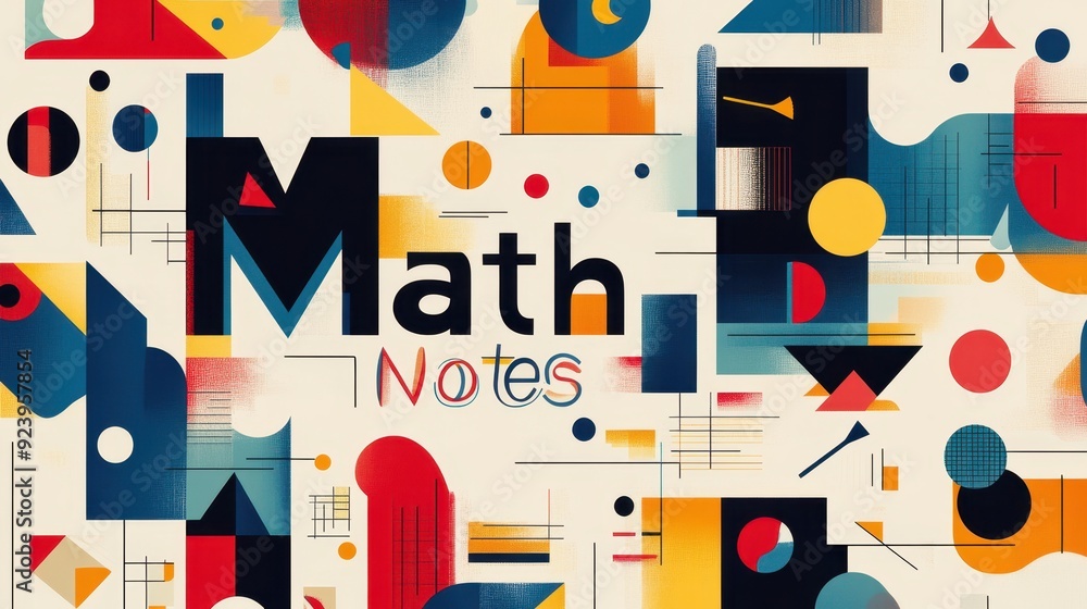 Colorful geometric pattern with bold shapes and abstract design for math notes Colorful geometric pattern with bold shapes and abstract design for math notes