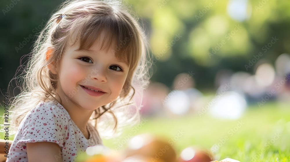 Joyful Child Sitting at Picnic on White Background Perfect for Family or Food Ad Joyful Child Sitting at Picnic on White Background Perfect for Family or Food Ad
