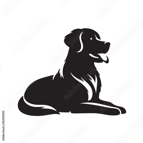 Dog silhouette black and white vector illustration photo