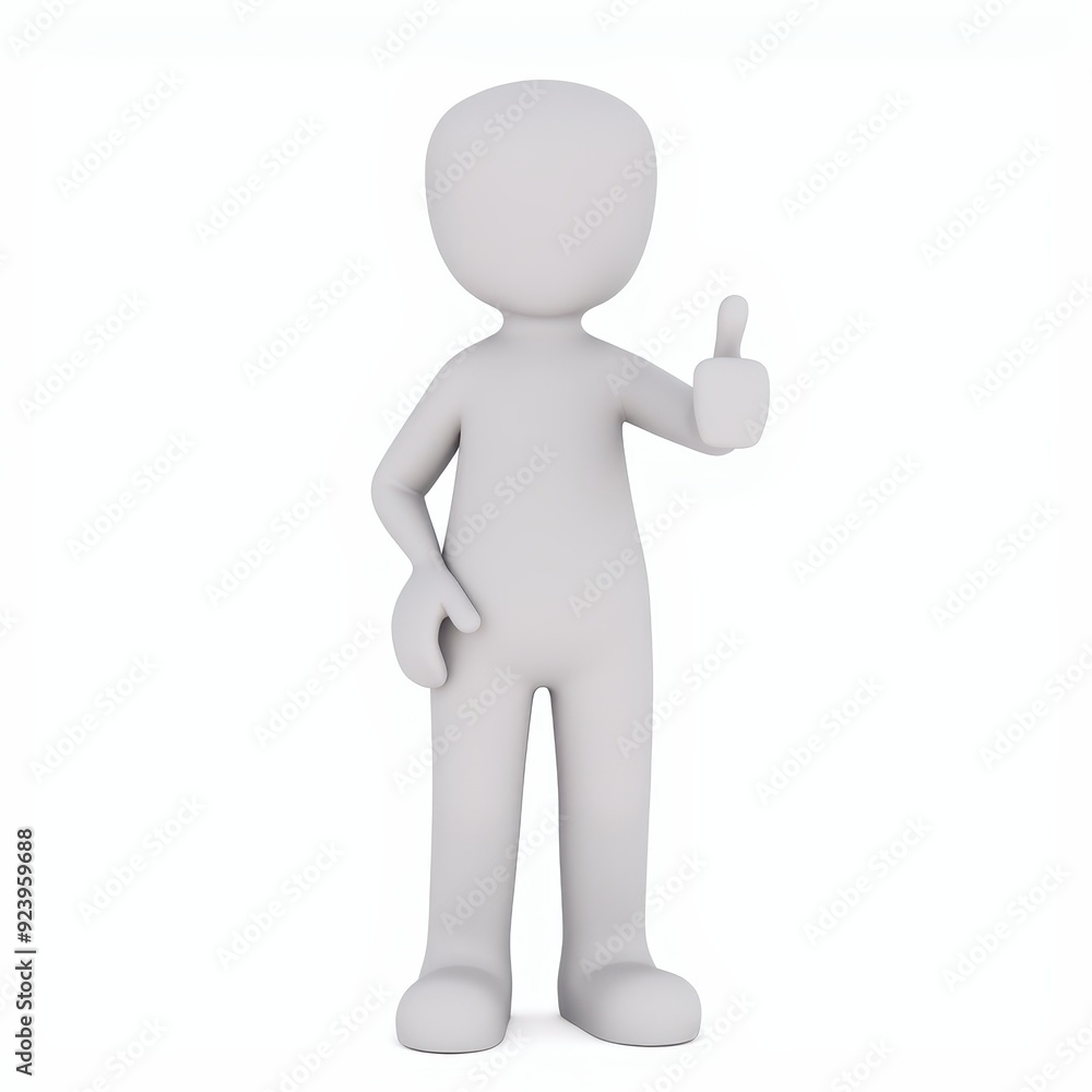 3D render of a humanoid figure giving a thumbs up gesture against a white background. 3D render of a humanoid figure giving a thumbs up gesture against a white background.