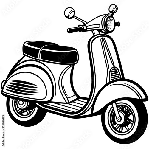 vintage 1 scooty bike vector illustration