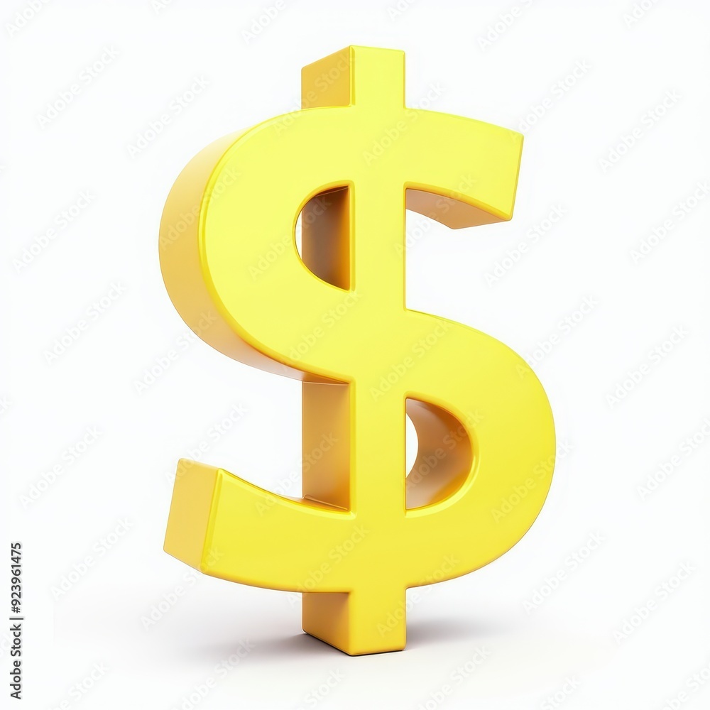 Large yellow dollar sign on a plain white background, symbolizing finance and economy. Large yellow dollar sign on a plain white background, symbolizing finance and economy.