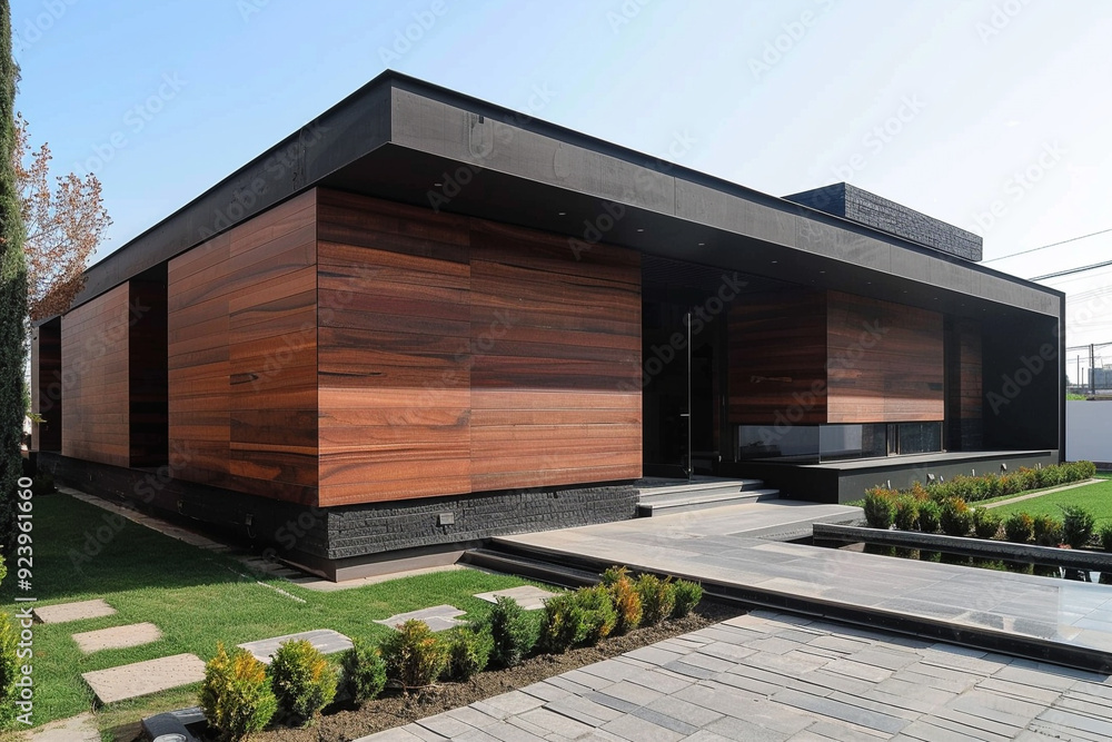 Modern Home with Wooden Facade Modern Home with Wooden Facade