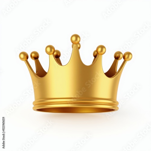 Golden crown with intricate details, shining brightly against a white background.