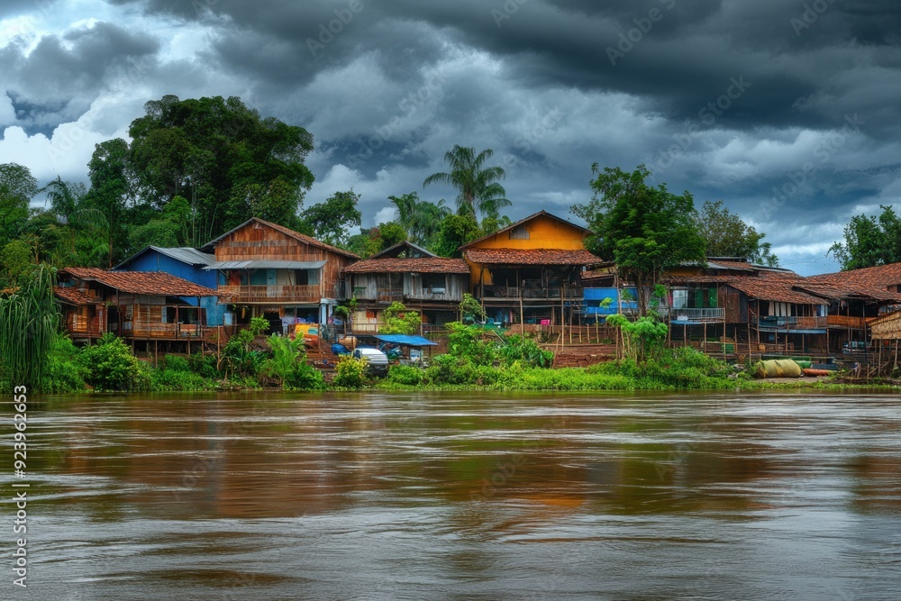 Iquitos Peru. Tropical Jungle Rainforest Village on Yanayacu River in the Heart of the Amazon Iquitos Peru. Tropical Jungle Rainforest Village on Yanayacu River in the Heart of the Amazon