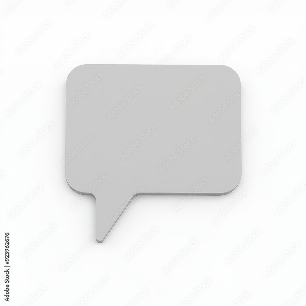 Minimalistic 3D grey speech bubble on white background. Minimalistic 3D grey speech bubble on white background.