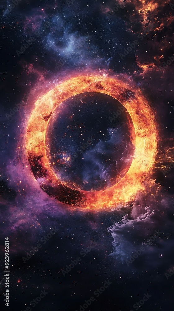 Flaming Ring in a Starry Cosmic Landscape Flaming Ring in a Starry Cosmic Landscape