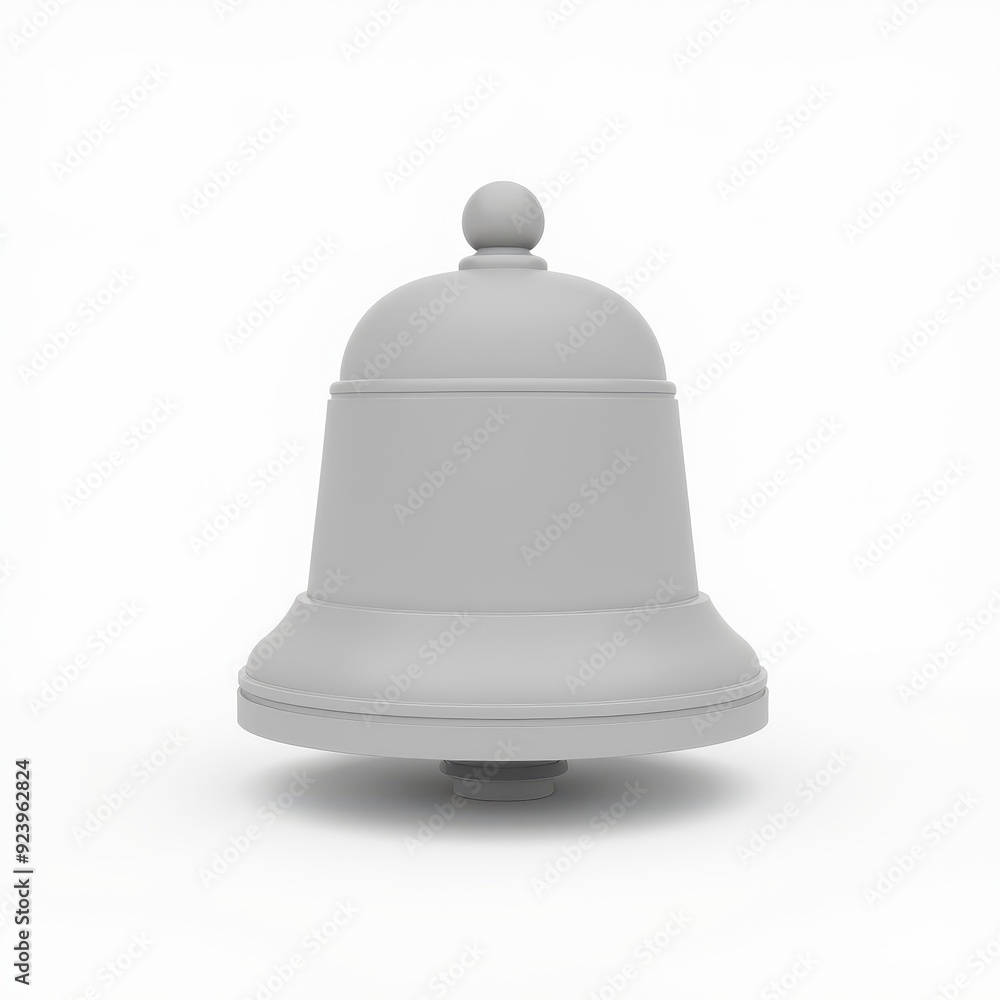 Minimalist grayscale 3D rendering of a classic bell on a white background. Minimalist grayscale 3D rendering of a classic bell on a white background.