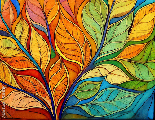 Wallpaper Mural Abstract Leaf Veins Illustration Exaggerated Lines and Shapes Emphasizing Natural Patterns Torontodigital.ca