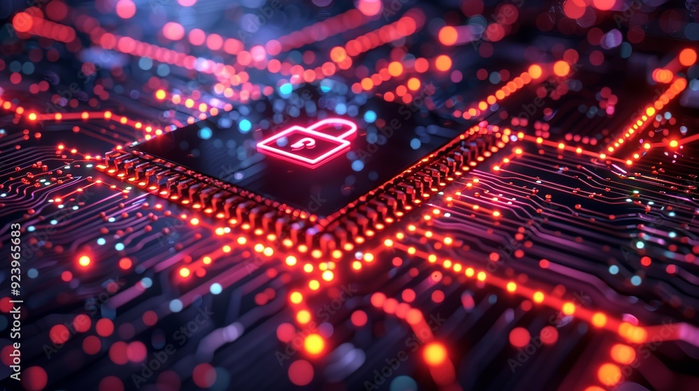Obraz premium Data transfer and encryption concept showcasing secure communication, data privacy, and advanced tech solutions, ideal for illustrating digital security measures. high resolution Illustration, in the