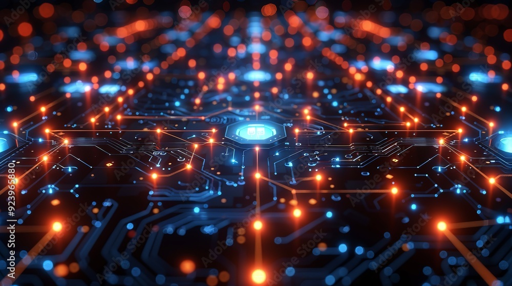 Obraz premium Artificial Intelligence (AI) and machine learning background highlighting intelligent algorithms, automated processes, and innovative tech applications, ideal for visuals. high resolution