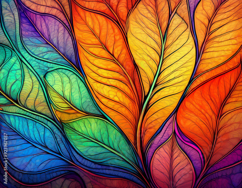 Wallpaper Mural Abstract Leaf Veins Illustration Exaggerated Lines and Shapes Emphasizing Natural Patterns Torontodigital.ca