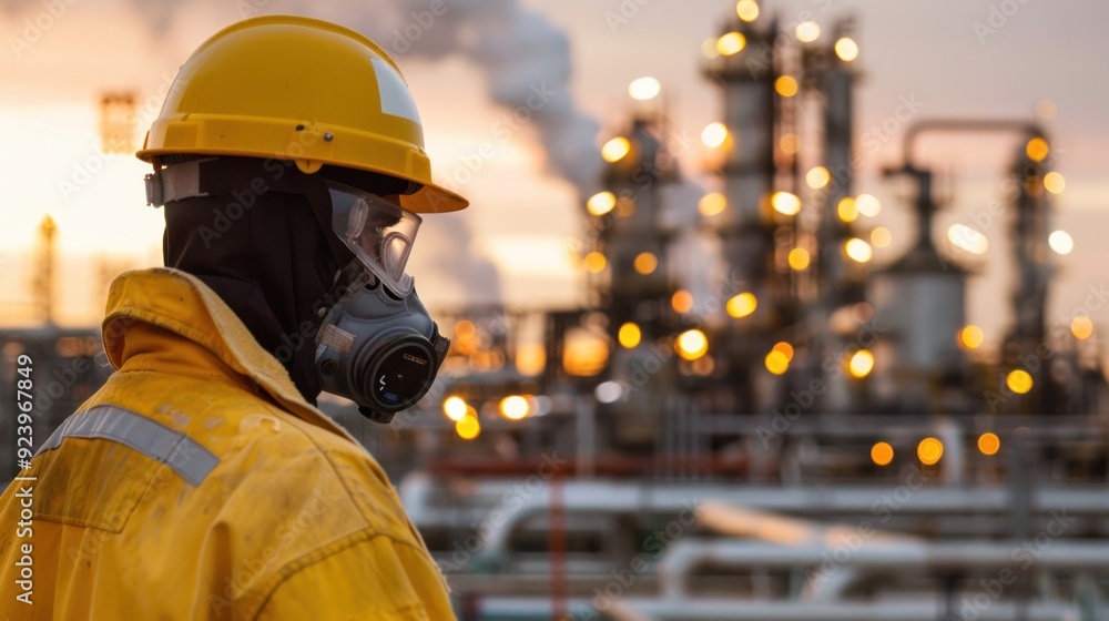 A Male engineer safety checks safety equipment for industry A Male engineer safety checks safety equipment for industry