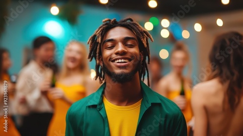 Gen z friends joyously celebrating new year's eve at a festive party gathering