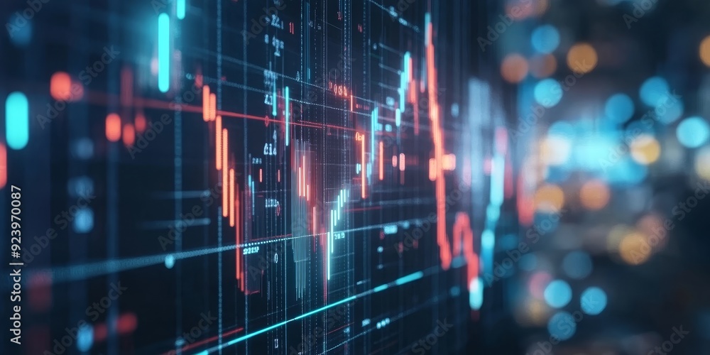 AI-driven analysis of the stock market, illustrating modern financial tools AI-driven analysis of the stock market, illustrating modern financial tools
