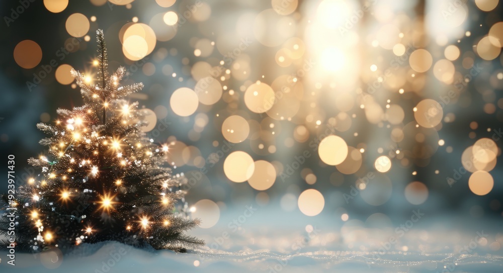 Sparkling Winter Evening Lights Reflecting on Pine Branches Sparkling Winter Evening Lights Reflecting on Pine Branches