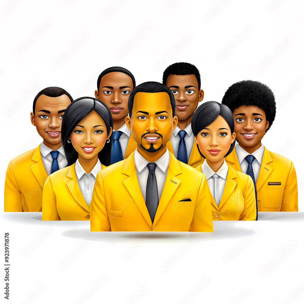 Professional Team in Yellow Business Attire Professional Team in Yellow Business Attire