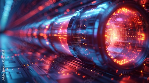 Optics and coherence concept featuring light behavior, interference patterns, and advanced optical systems, ideal for illustrating scientific research in photonics. high resolution Illustration, in photo