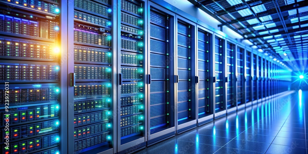 Obraz premium Data Center Server Room, Data Storage, Technology, Server, Network