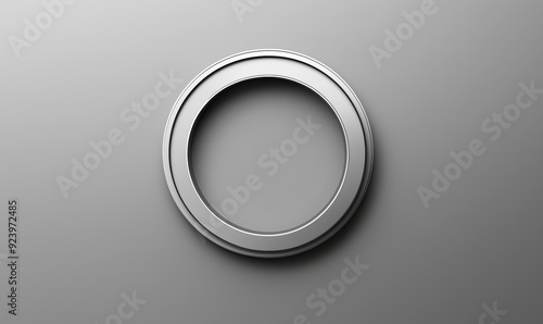 A silver circle with no content. It is a perfect circle with no lines or marks. It is a simple and clean design