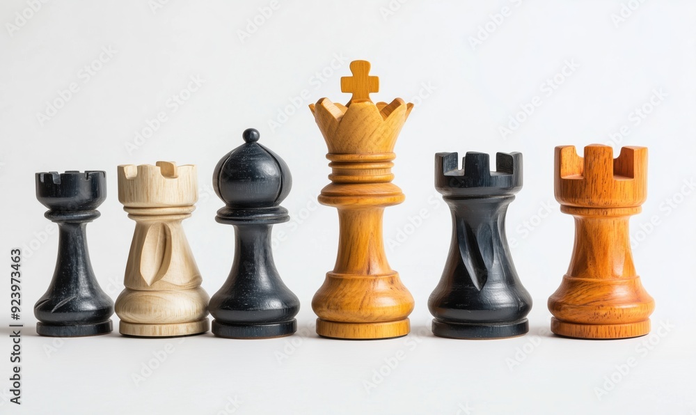 A wooden chess set with a white king and black pawns. The king is on top of the board and the pawns are on the bottom A wooden chess set with a white king and black pawns. The king is on top of the board and the pawns are on the bottom