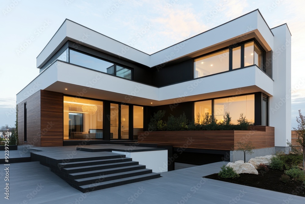Modern energy-efficient home design with sustainable appliances and minimalist aesthetic Modern energy-efficient home design with sustainable appliances and minimalist aesthetic