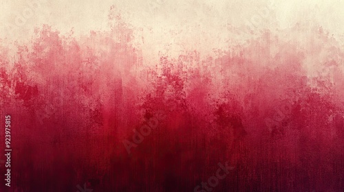 Bold crimson and muted taupe blending in a grainy gradient background to evoke strong visual interest