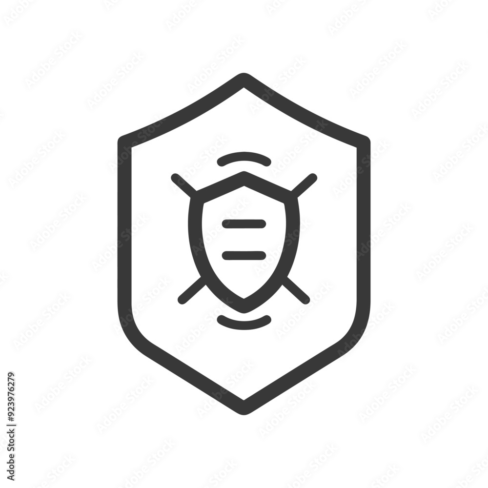 Shield with three lines and two curved lines inside, surrounded by another shield Shield with three lines and two curved lines inside, surrounded by another shield