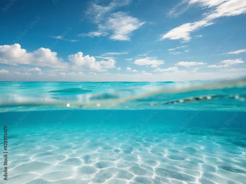 A stunning image capturing the crystal-clear turquoise water of a tropical ocean. A stunning image capturing the crystal-clear turquoise water of a tropical ocean.