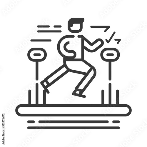 Person running on a treadmill with speed and incline indicators