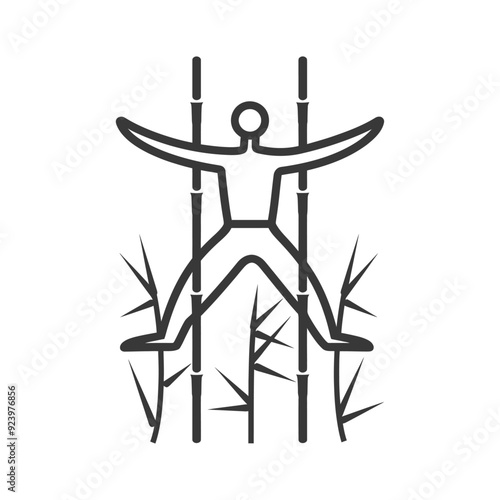 Person Walking on Tall Bamboo Sticks
