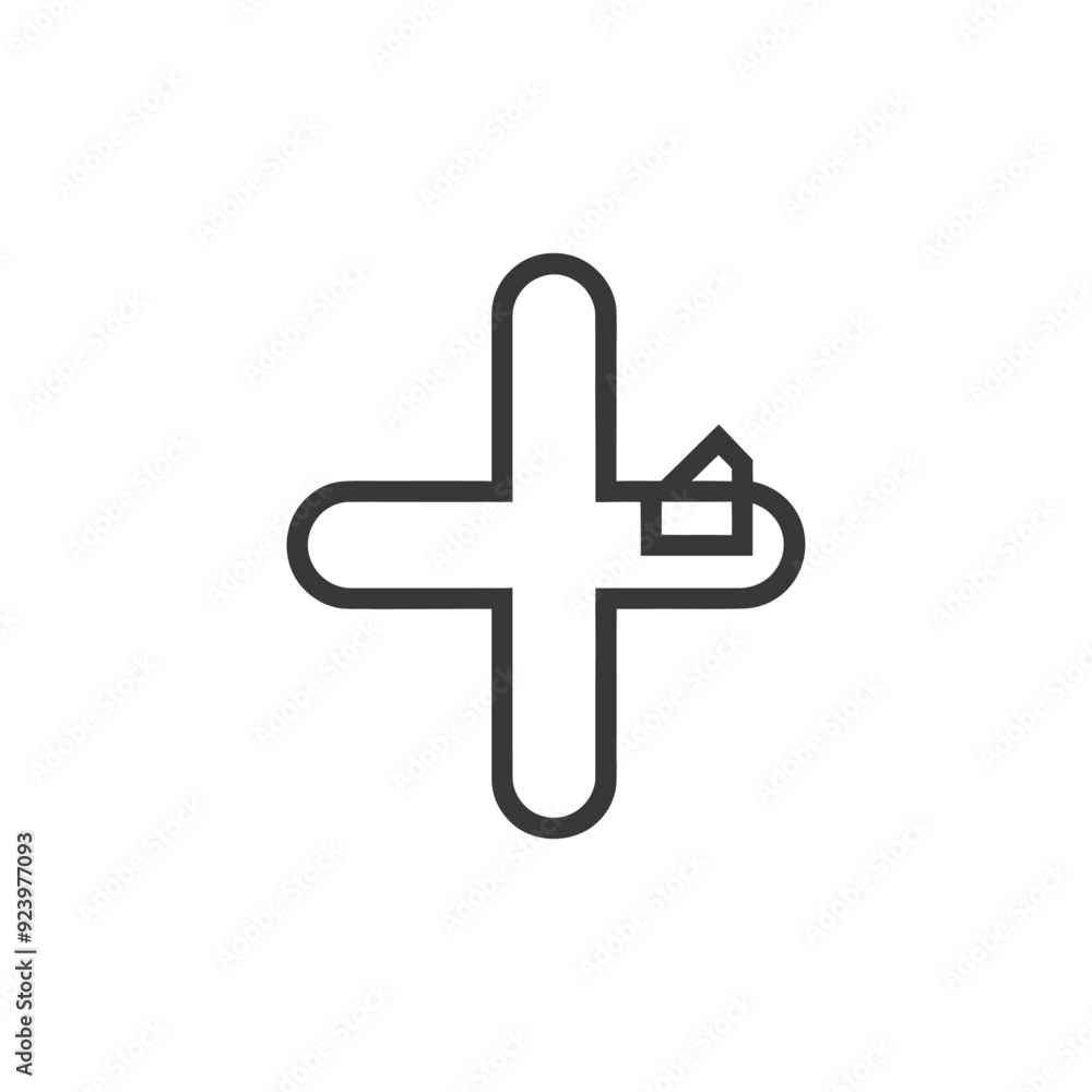 Obraz premium Plus Symbol with Small House Icon Inside