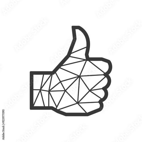 Polygonal Thumbs Up Gesture in Black and White