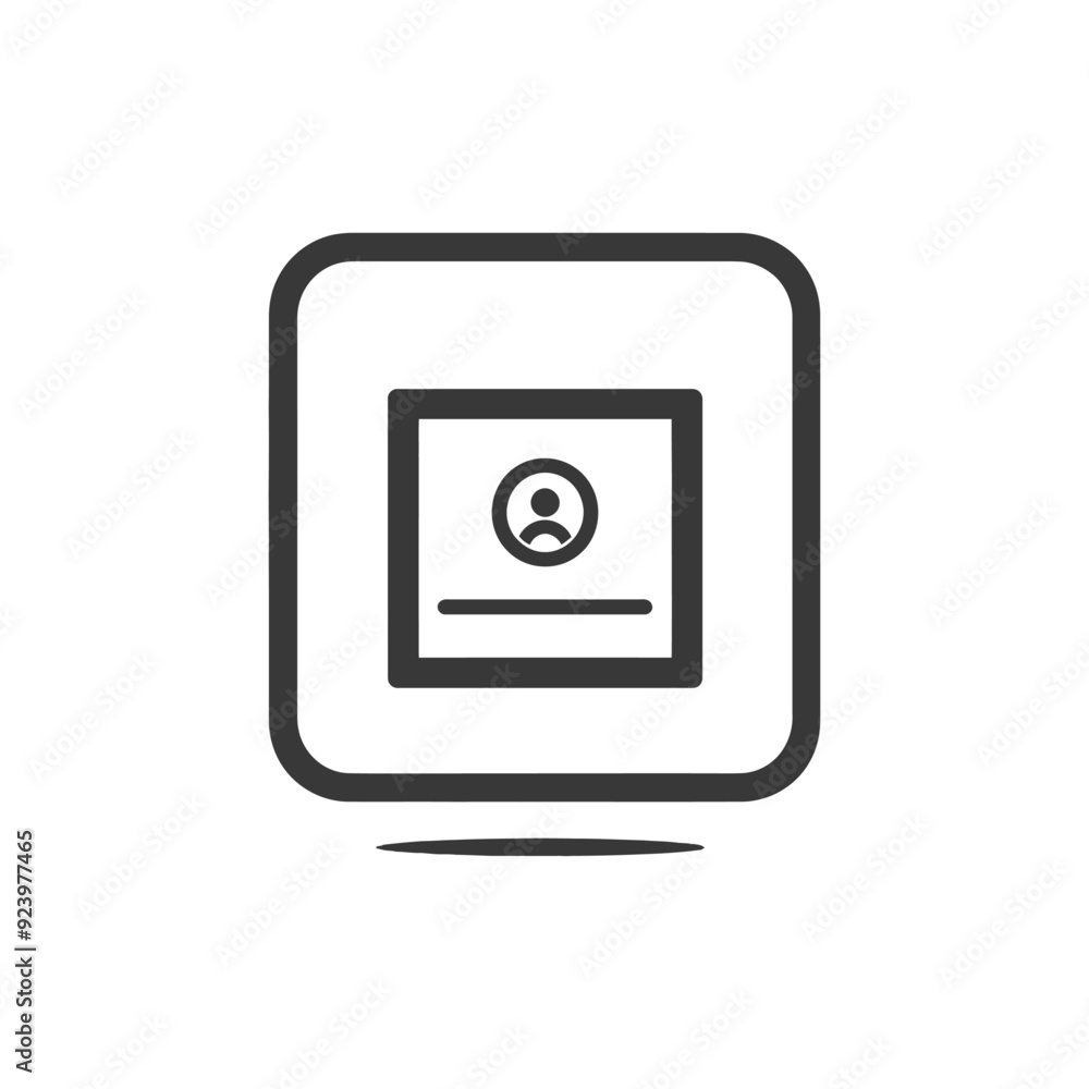 Rounded Square Icon with Person Symbol and Line Inside Rounded Square Icon with Person Symbol and Line Inside