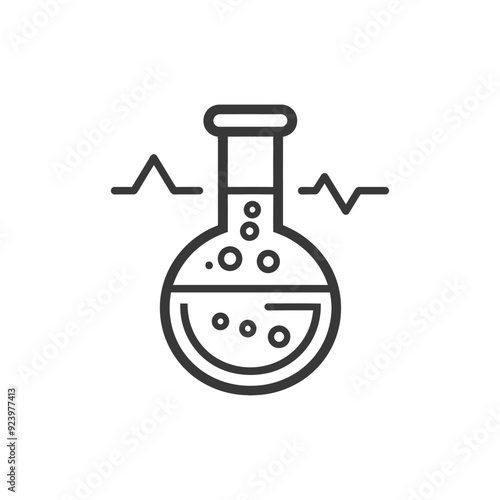 Round Bottom Flask with Bubbling Liquid and Heartbeat Lines