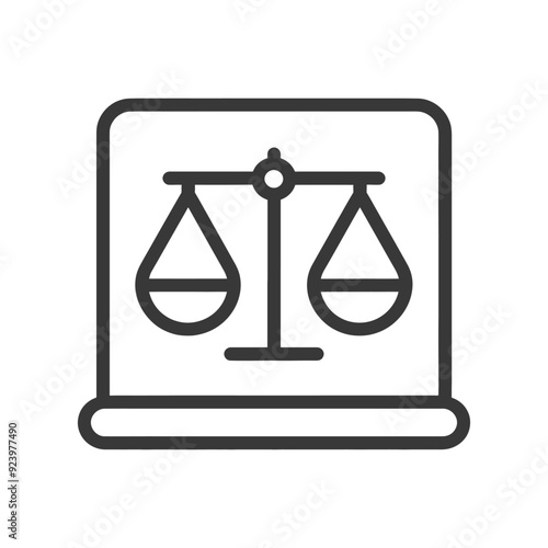 Scales of Justice Inside a Laptop Outline Icon